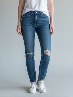Y2K Abercrombie & Fitch Low Rise Perfect Stretch Straight-Leg Distressed Jeans